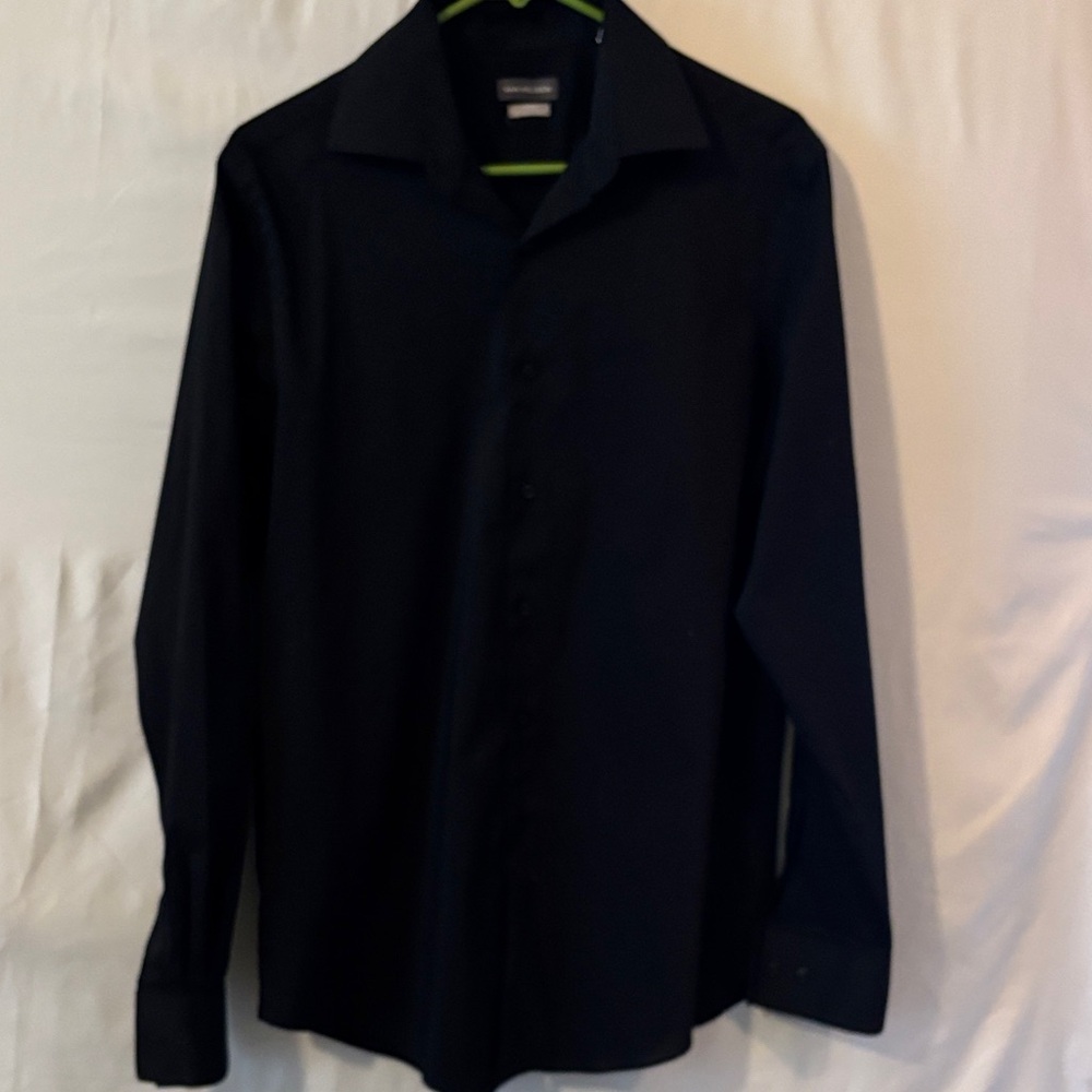 VAN Heiden Men's Fitted Black Dress Shirt - Classic Button-Up Size M